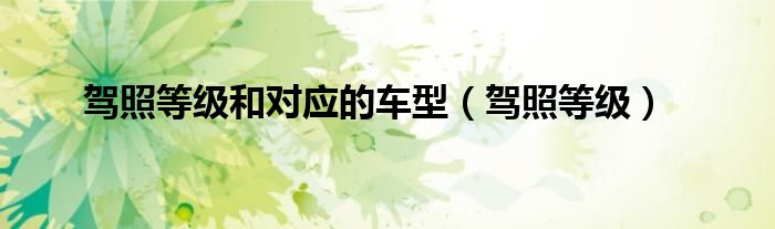 駕照等級(jí)和對(duì)應(yīng)的車型（駕照等級(jí)）