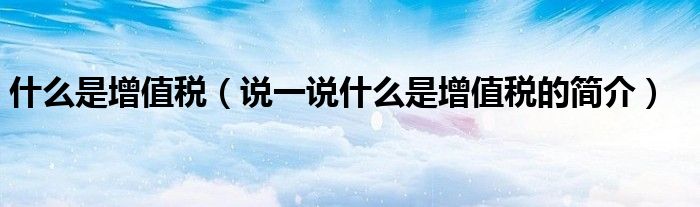 什么是增值稅（說一說什么是增值稅的簡介）