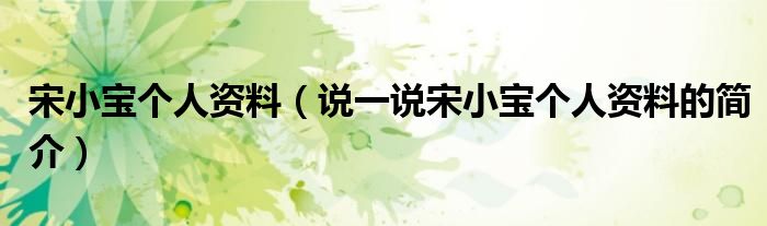宋小寶個人資料（說一說宋小寶個人資料的簡介）