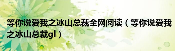 等你說愛我之冰山總裁全網(wǎng)閱讀（等你說愛我之冰山總裁gl）