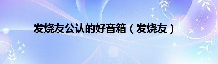 發(fā)燒友公認(rèn)的好音箱（發(fā)燒友）