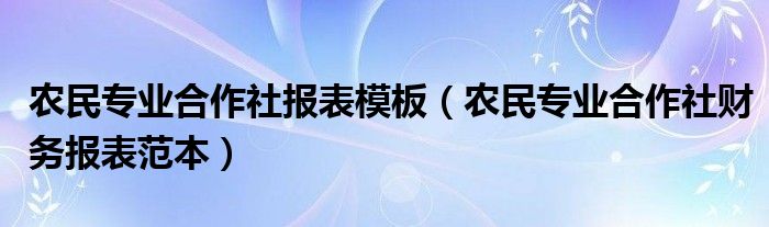 農(nóng)民專業(yè)合作社報表模板（農(nóng)民專業(yè)合作社財務(wù)報表范本）