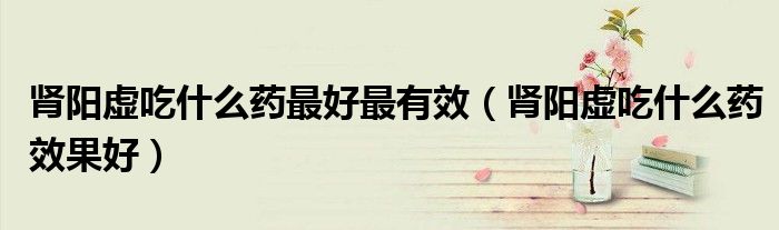 腎陽虛吃什么藥最好最有效（腎陽虛吃什么藥效果好）