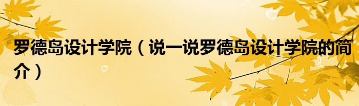 羅德島設(shè)計(jì)學(xué)院（說(shuō)一說(shuō)羅德島設(shè)計(jì)學(xué)院的簡(jiǎn)介）