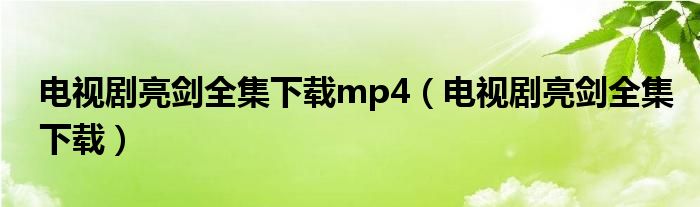 電視劇亮劍全集下載mp4（電視劇亮劍全集下載）