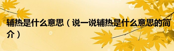 輔熱是什么意思（說一說輔熱是什么意思的簡(jiǎn)介）
