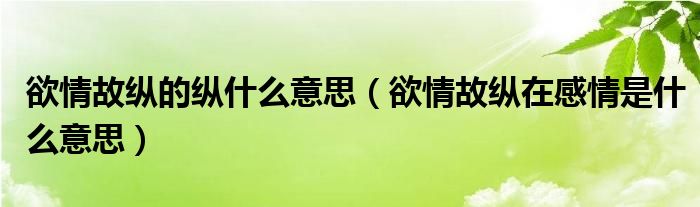 欲情故縱的縱什么意思（欲情故縱在感情是什么意思）