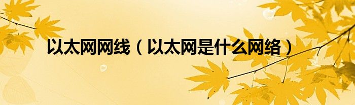 以太網(wǎng)網(wǎng)線（以太網(wǎng)是什么網(wǎng)絡(luò)）