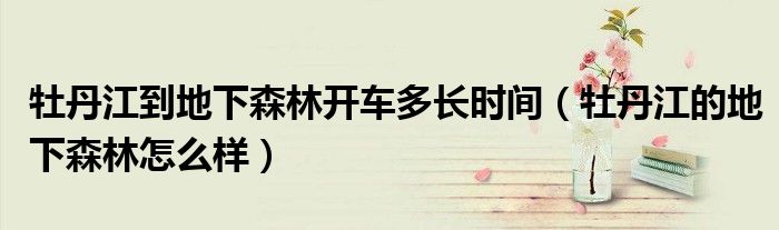 牡丹江到地下森林開車多長時間（牡丹江的地下森林怎么樣）