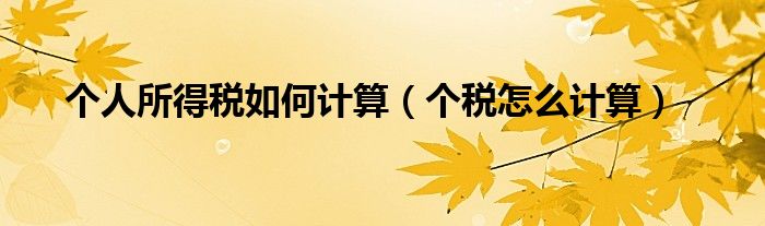 個(gè)人所得稅如何計(jì)算（個(gè)稅怎么計(jì)算）