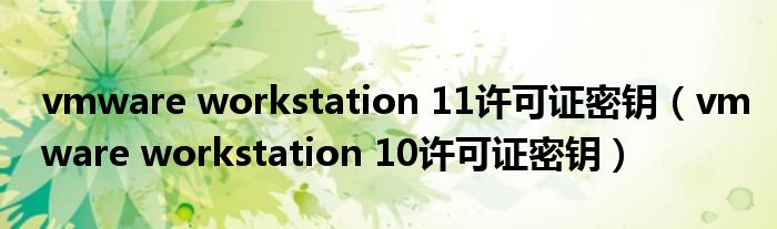 vmware workstation 11許可證密鑰（vmware workstation 10許可證密鑰）