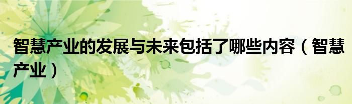 智慧產(chǎn)業(yè)的發(fā)展與未來包括了哪些內(nèi)容（智慧產(chǎn)業(yè)）