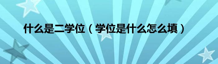 什么是二學(xué)位（學(xué)位是什么怎么填）