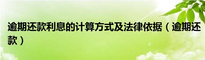 逾期還款利息的計算方式及法律依據(jù)（逾期還款）