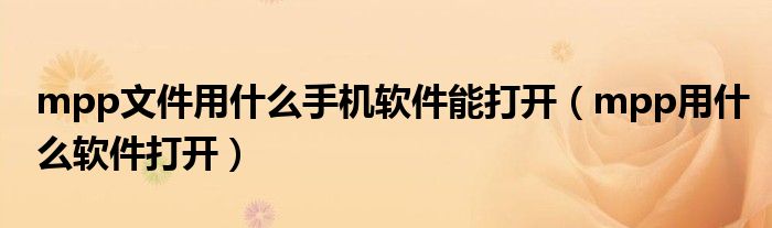 mpp文件用什么手機(jī)軟件能打開(kāi)（mpp用什么軟件打開(kāi)）