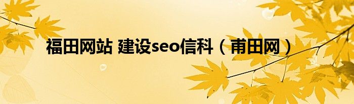 福田網(wǎng)站 建設seo信科（甫田網(wǎng)）