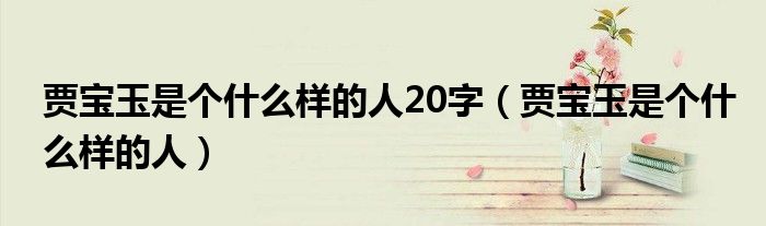 賈寶玉是個(gè)什么樣的人20字（賈寶玉是個(gè)什么樣的人）