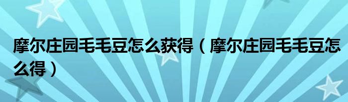 摩爾莊園毛毛豆怎么獲得（摩爾莊園毛毛豆怎么得）