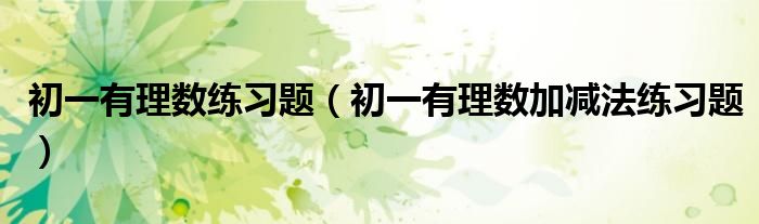 初一有理數(shù)練習(xí)題（初一有理數(shù)加減法練習(xí)題）