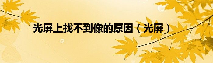光屏上找不到像的原因（光屏）