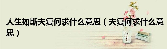 人生如斯夫復(fù)何求什么意思（夫復(fù)何求什么意思）