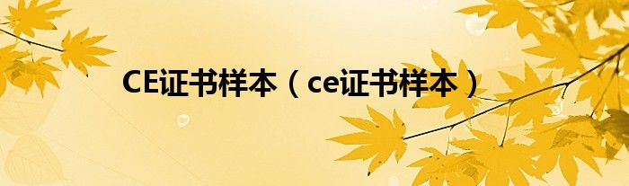 CE證書(shū)樣本（ce證書(shū)樣本）