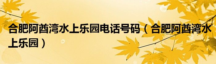 合肥阿酋灣水上樂園電話號碼（合肥阿酋灣水上樂園）