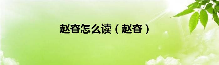 趙昚怎么讀（趙昚）