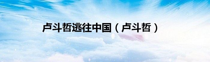 盧斗哲逃往中國(guó)（盧斗哲）