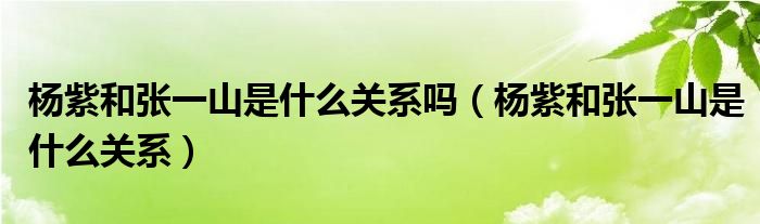 楊紫和張一山是什么關系嗎（楊紫和張一山是什么關系）