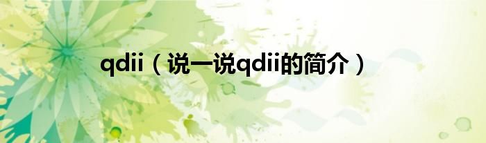 qdii（說一說qdii的簡(jiǎn)介）