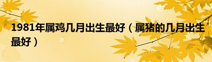 1981年屬雞幾月出生最好（屬豬的幾月出生最好）