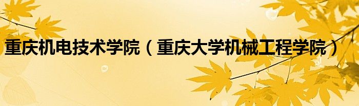 重慶機(jī)電技術(shù)學(xué)院（重慶大學(xué)機(jī)械工程學(xué)院）