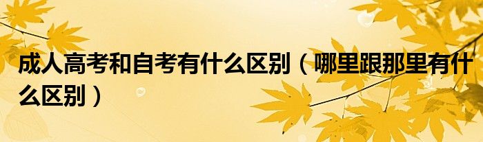 成人高考和自考有什么區(qū)別（哪里跟那里有什么區(qū)別）