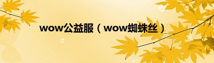 wow公益服（wow蜘蛛絲）