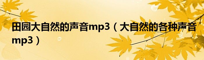 田園大自然的聲音mp3（大自然的各種聲音mp3）