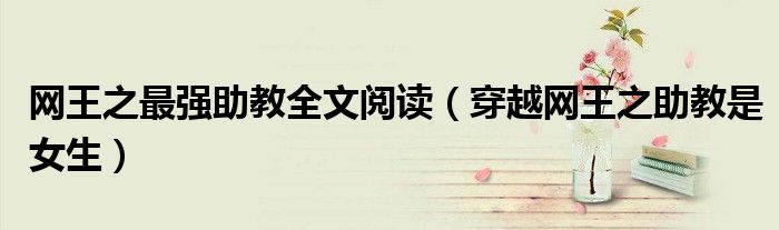 網(wǎng)王之最強(qiáng)助教全文閱讀（穿越網(wǎng)王之助教是女生）