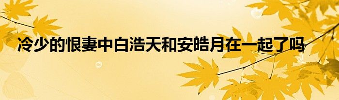 冷少的恨妻中白浩天和安皓月在一起了嗎