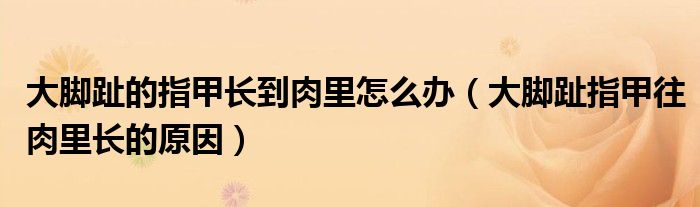 大腳趾的指甲長到肉里怎么辦（大腳趾指甲往肉里長的原因）
