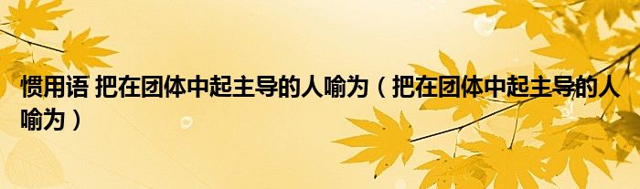 慣用語 把在團(tuán)體中起主導(dǎo)的人喻為（把在團(tuán)體中起主導(dǎo)的人喻為）