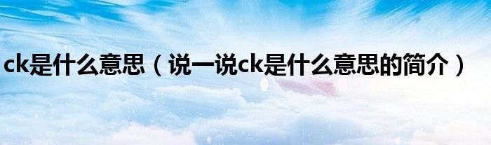 ck是什么意思（說一說ck是什么意思的簡介）