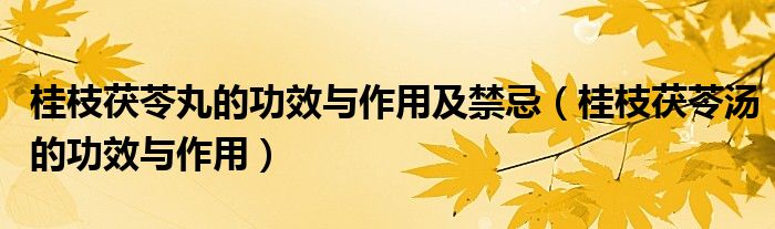 桂枝茯苓丸的功效與作用及禁忌（桂枝茯苓湯的功效與作用）