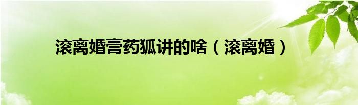 滾離婚膏藥狐講的啥（滾離婚）