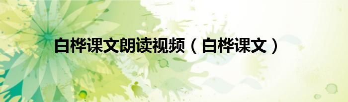 白樺課文朗讀視頻（白樺課文）