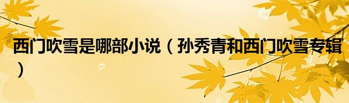 西門吹雪是哪部小說（孫秀青和西門吹雪專輯）