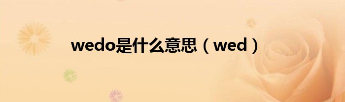 wedo是什么意思（wed）