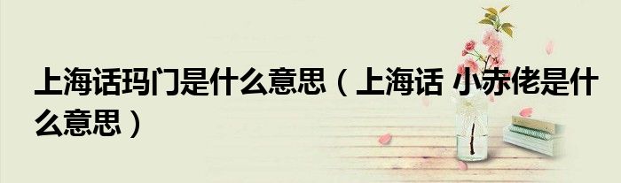 上海話瑪門是什么意思（上海話 小赤佬是什么意思）