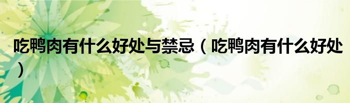 吃鴨肉有什么好處與禁忌（吃鴨肉有什么好處）