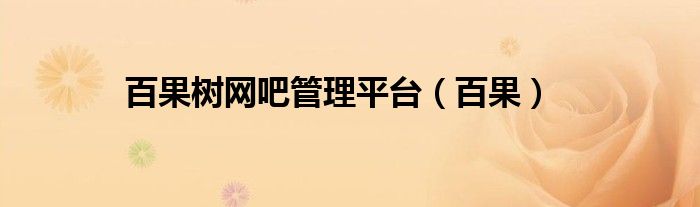 百果樹網(wǎng)吧管理平臺（百果）