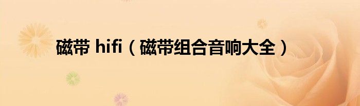 磁帶 hifi（磁帶組合音響大全）